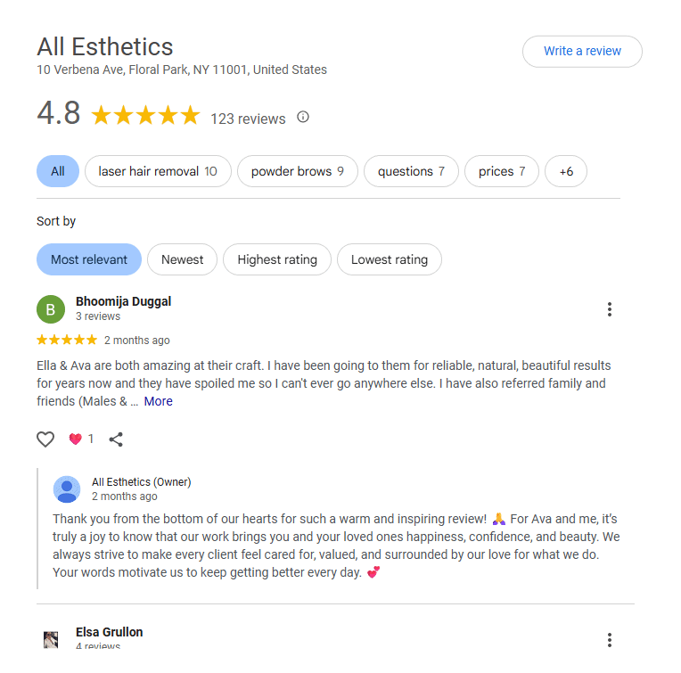 Google reviews